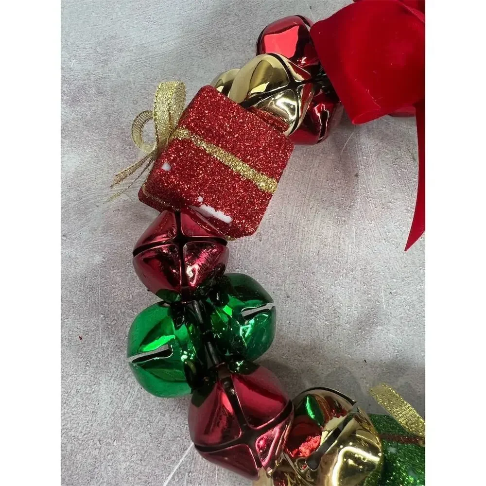 Christmas Jingle Bell Wreath Multicolor Holiday Door‎ Decoration